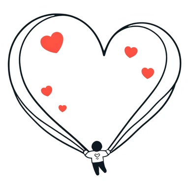 Hearts floating around him sticker