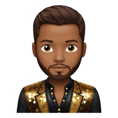 Jaheim with dark brown hair, black sequin outfit  sticker