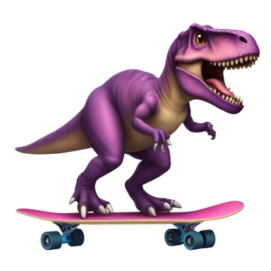 T-rex riding a skateboard while wearing a tutu sticker