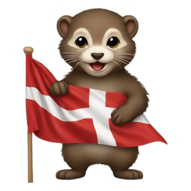 mink holding danish flag sticker