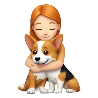 Ginger girl hugging corgi sticker