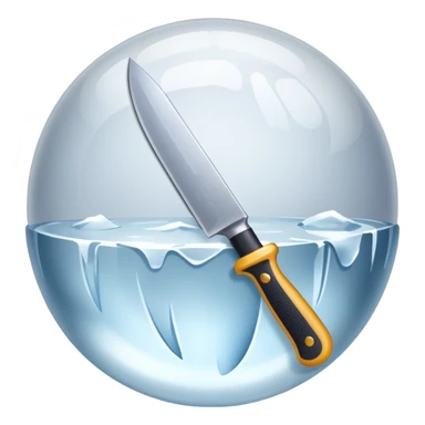 knife stuck in a ice ball sticker