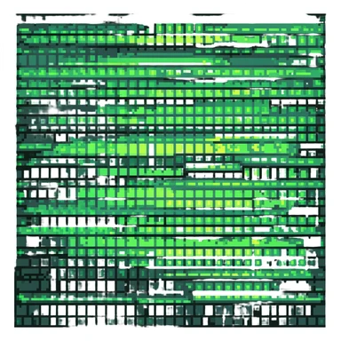 Convert the image to a green holographic pixel art style with glowing green highlights and subtle scan lines. Keep the original pose and design intact. sticker