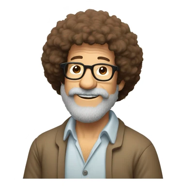 bob ross choosing between two sets of glasses, trying them on sticker