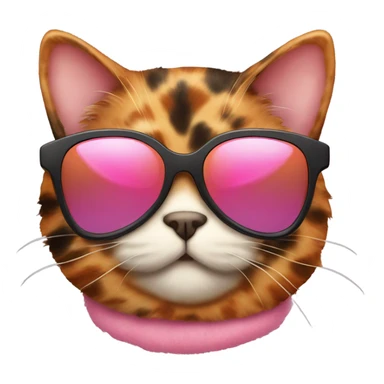 Cute fat tortishell cat wearing pink heart shaped sunglasses sticker