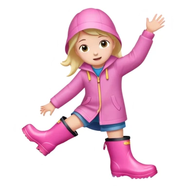 Kid pink rain boots splashing in a puddle  sticker