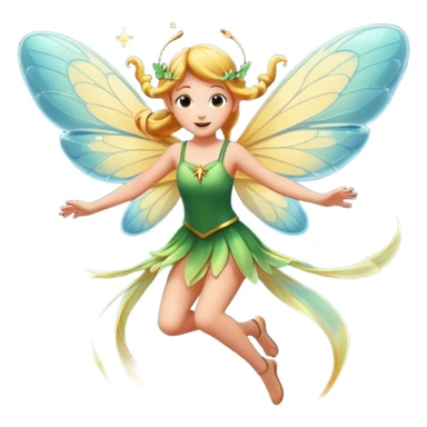 fairy character jumping with moth wing flare sticker