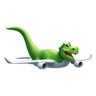 Dinosaur riding on top of an airplane flying over an island sticker