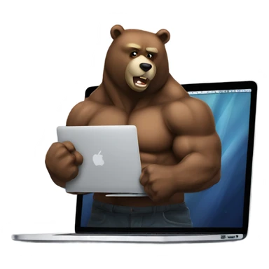 muscle bear with macbook sticker