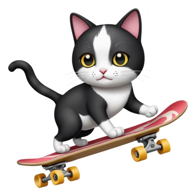 Black and white cat skateboarding  sticker