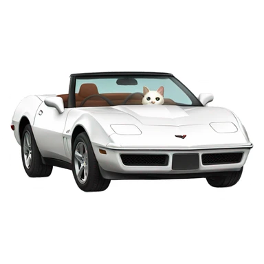 Cat driving white corvette sticker