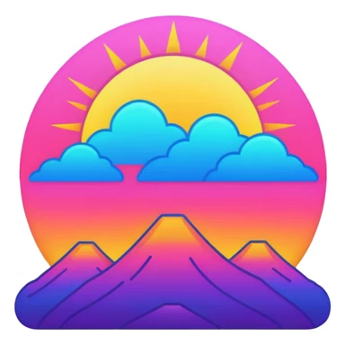 neon sunrise line art sticker