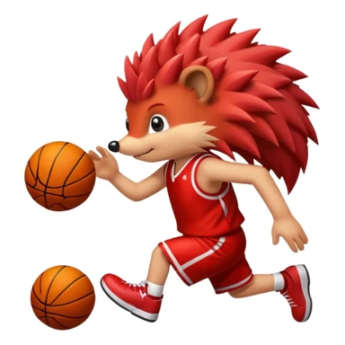 red hedgehog playing basketball sticker