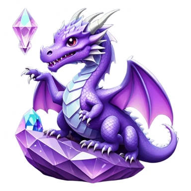 A purple space dragon holding a crystal sticker