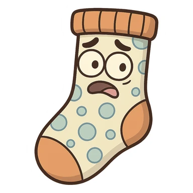 quirky sock with a fun pattern, representing daily miscellaneous items, whimsical cartoon style sticker