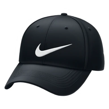 Simple black Nike cap with white Nike swoosh logo embroidered on the front. Baseball cap style. Just the hat by itself. sticker