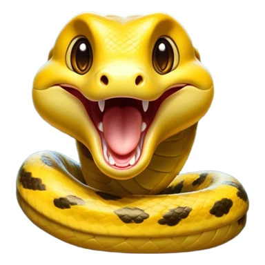 Cinematic Cute Yawning Anaconda Portrait Emoji, Head tilted slightly with a dramatic, wide-open yawn, showcasing a sinuous, scaled form with half-closed, drowsy eyes and an open, relaxed mouth, Simplified yet irresistibly adorable features, highly detailed, glowing with a soft, cozy jungle glow, high shine, relaxed yet expressive, stylized with a dash of whimsical reptilian charm, soft glowing outline, capturing the essence of a drowsy yet affectionate anaconda that appears ready to stretch out for a nap! sticker