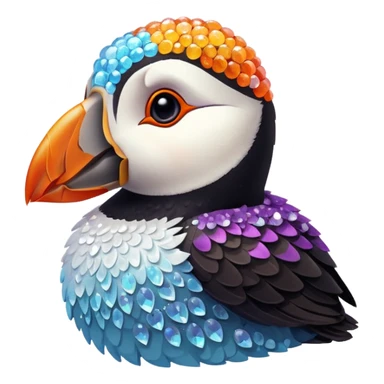 puffin with sugar crystals on its feathers sticker
