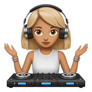 girl playing DJ set sticker
