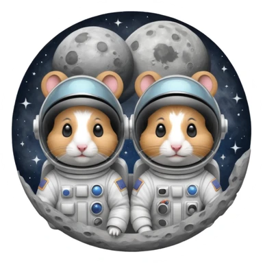 2 hamsters on the moon sticker