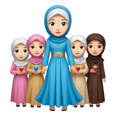 Turkish beautiful finish Konya girls blue eyes with party design hijab long tail dress and the friends have a championship with party details  sticker