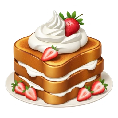 French toast with strawberry on top and whipped cream sticker