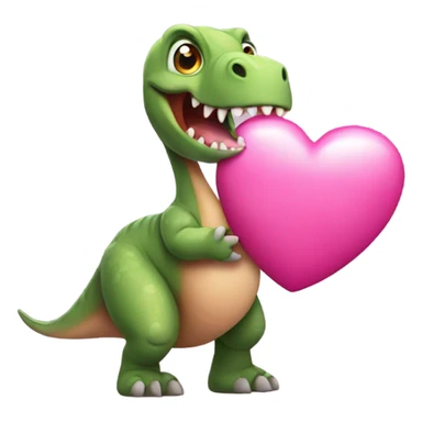 Dinosaur holding a pink heart sticker