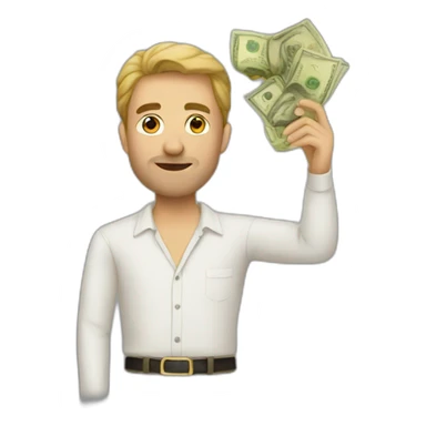 (a man) only after money sticker