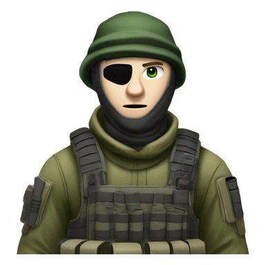 white male, pale skin, call of duty dark mask, green camo tactical gear, combat boots, black beanie, hazel eyes sticker