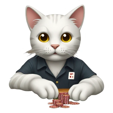 Cat playing poker sticker