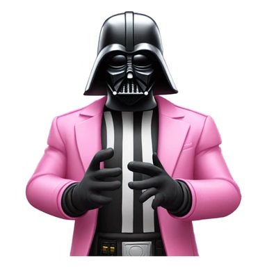 all pink suit darth vader with hand, upper body, must be all pink, including mask, gloves sticker