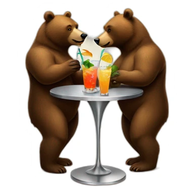 two bears drinking a cocktail metal table sticker