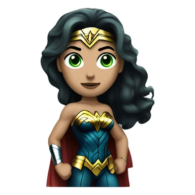 Whole body wonder woman superhero emoji with green eyes sticker