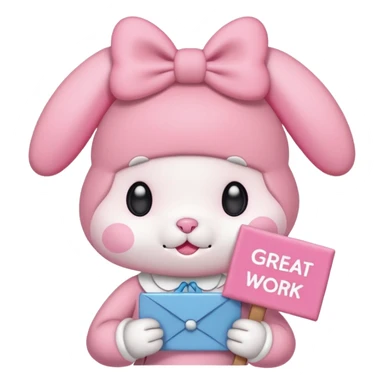 mymelody with sign that says great work sticker