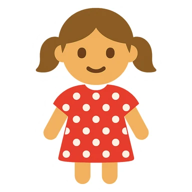 Little girl in red dress with white polka dots sticker