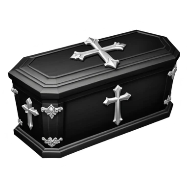 Gothic Victorian black coffin with a tiny silver cross on it  sticker