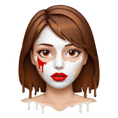 Brown Hair, Woman, white paint drip, face, hot, Sexy, lips sticker