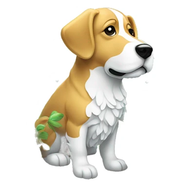 A dog made of glass mirror crystals prisms glass transparent filled with plants as a terrarium with graffiti doodles sticker