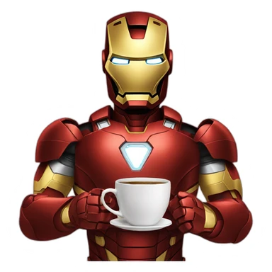 Iron man holding coffee sticker