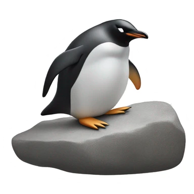 penguin on a rock eyes closed head facing up wings spread out  sticker