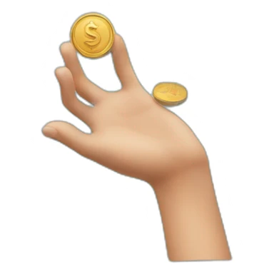 hand throwing a coin sticker