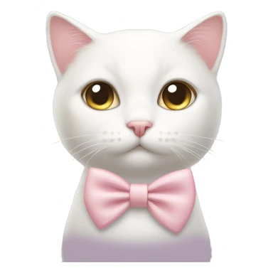 White cat with light pink bow on her ear sticker