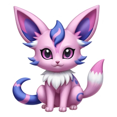 Shiny Exotic Cute Espeon-Sylveon-Purrloin-Meowstic-Hybrid-Creature with pattern-markings sticker