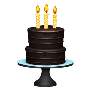 Black Birthday cake  with a 25 candle on top sticker