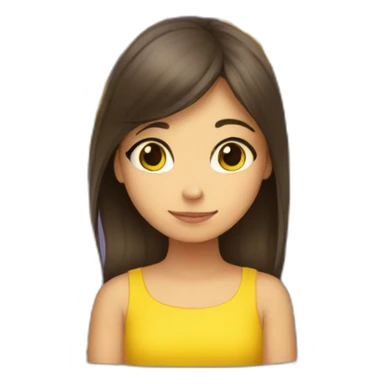 Yellow flowers with shy brunette girl sticker