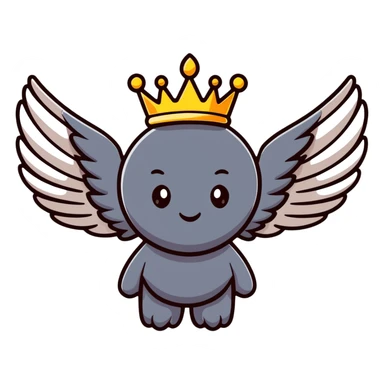 divine character with wings, crown, glowing background, power effect sticker