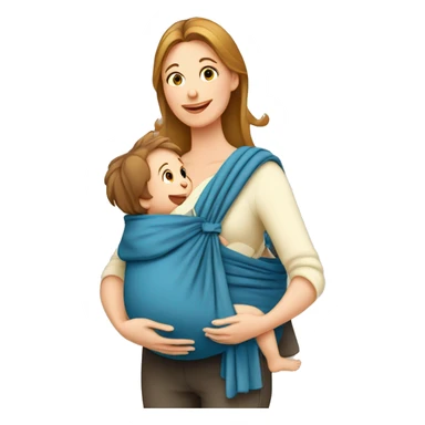 European Babywearing mom with baby in storchenwiege carrier sticker
