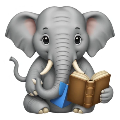 An elephant with a book sticker