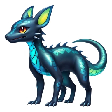Colorful Iridescent Exotic Salandit-Aurorus-Umbreon-Fakémon-hybrid-creature (full body)  sticker