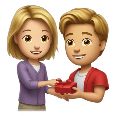 brad pitt giving a red present to a young student sticker